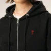Siyah Pamuklu Red Ami de Coeur Fermuarlı Kapüşonlu Sweatshirt