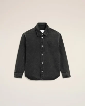 Siyah Pamuklu Örme Ami de Coeur Overshirt