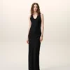 Siyah Saten Maxi Tank Elbise