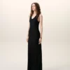 Siyah Saten Maxi Tank Elbise