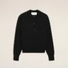 Siyah Yünlü Bisiklet Yaka Ami de Coeur Cardigan