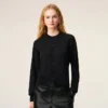 Siyah Yünlü Bisiklet Yaka Ami de Coeur Cardigan