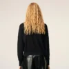 Siyah Yünlü Bisiklet Yaka Ami de Coeur Cardigan