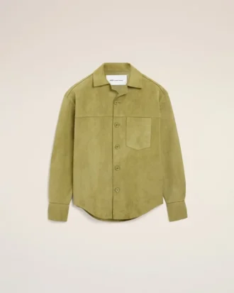 Yeşil Keçi Derisi Düğmeli Overshirt