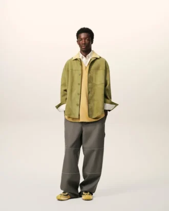 Yeşil Keçi Derisi Düğmeli Overshirt