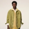 Yeşil Keçi Derisi Düğmeli Overshirt