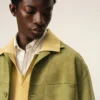 Yeşil Keçi Derisi Düğmeli Overshirt