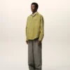 Yeşil Keçi Derisi Düğmeli Overshirt