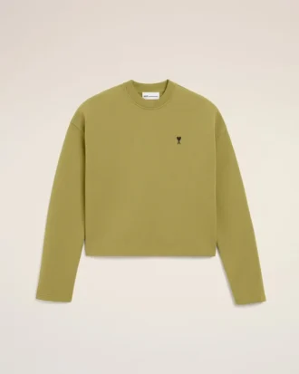 Yeşil Pamuklu Ami de Coeur Kısa Sweatshirt