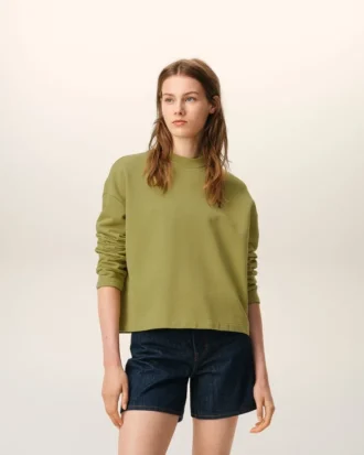 Yeşil Pamuklu Ami de Coeur Kısa Sweatshirt