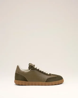 Yeşil Sığır Derisi Step Sneakers