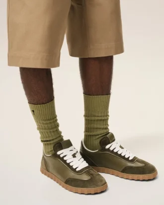 Yeşil Sığır Derisi Step Sneakers
