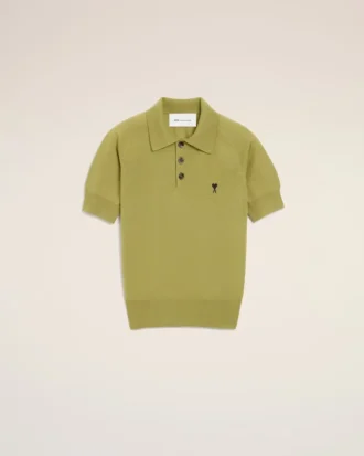 Yeşil Yün Kısa Kollu Ami de Coeur Polo