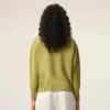 Yeşil Yün ve Pamuklu Bisiklet Yaka Ami de Coeur Sweater