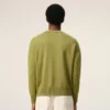 Yeşil Yün ve Pamuklu Bisiklet Yaka Ami de Coeur Sweater